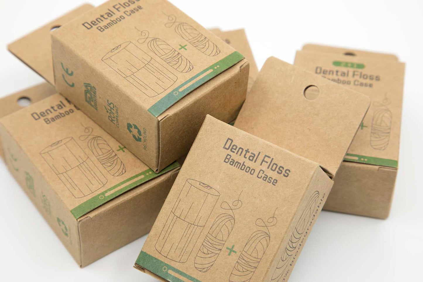 Natuurlijk flossdraad in bamboe houder