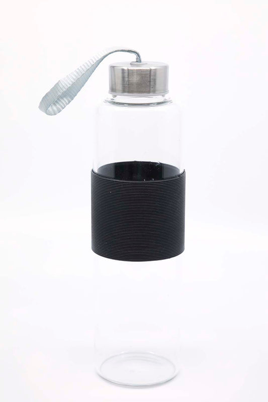 Glazen drinkfles, zwart – plasticvrij en smaakneutraal